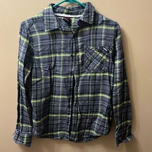 Tony Hawk Flannel Striped Button Down Long Sleeve Shirt Size Boys Large